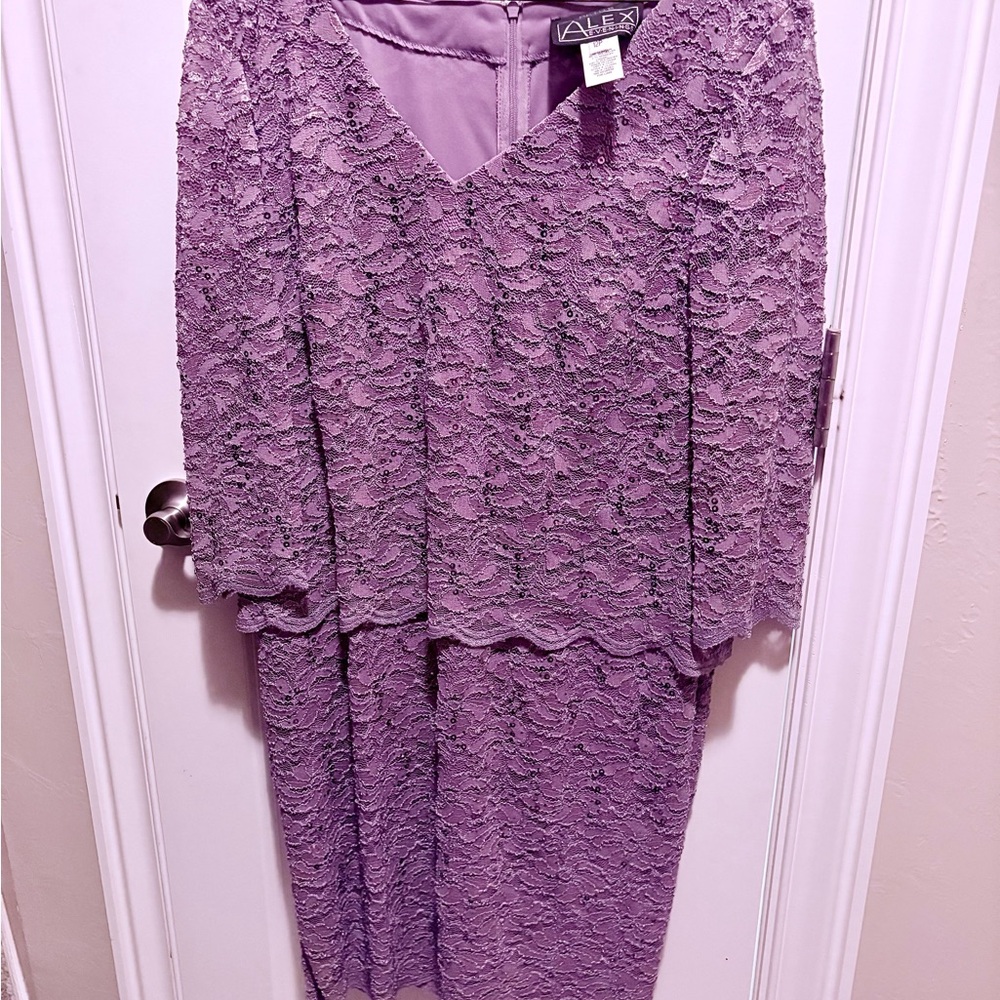 Alex Evenings Lavender Lace Dress